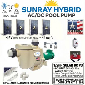 SunRay 1/2HP Hybrid AC/DC Solar Pool Pump